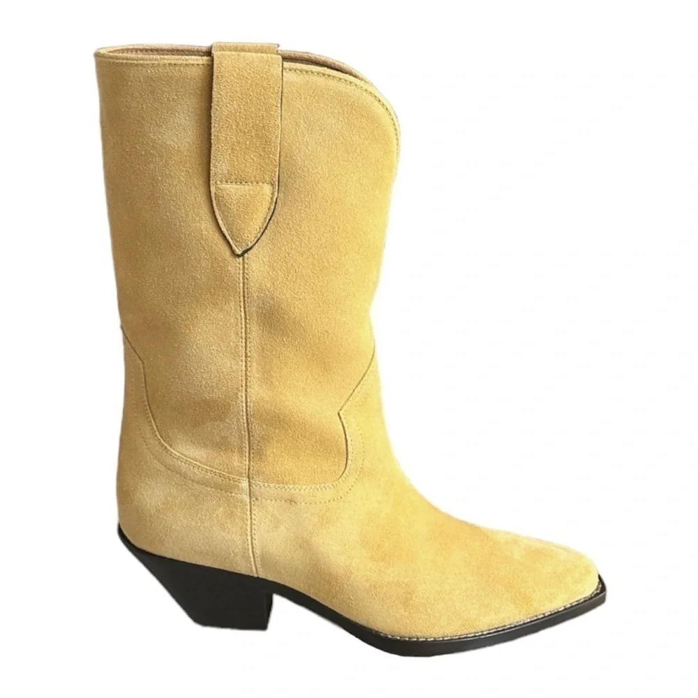 Isabel Marant Suede Twist San Cowboy Boots Duerto Style Tan Western EU 38 NIB - Picture 6 of 15